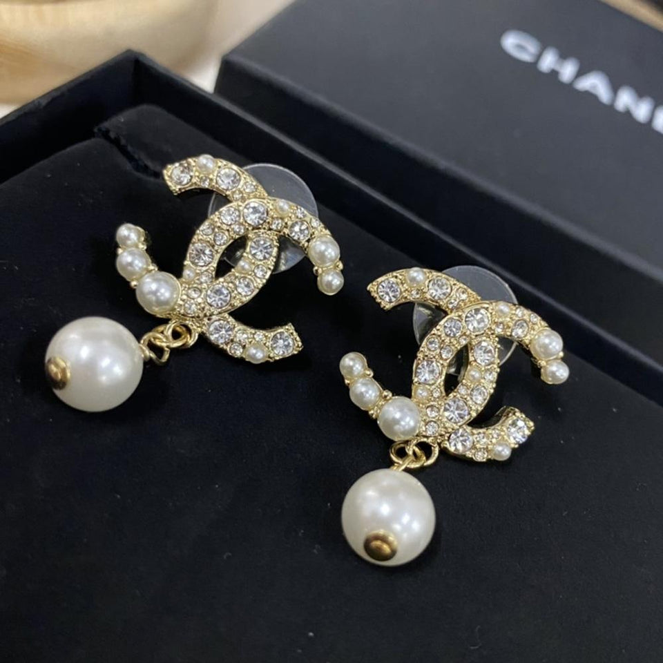Chanel Pearl CC 2021 Earrings Gold in Gold Metal with Goldtone  US